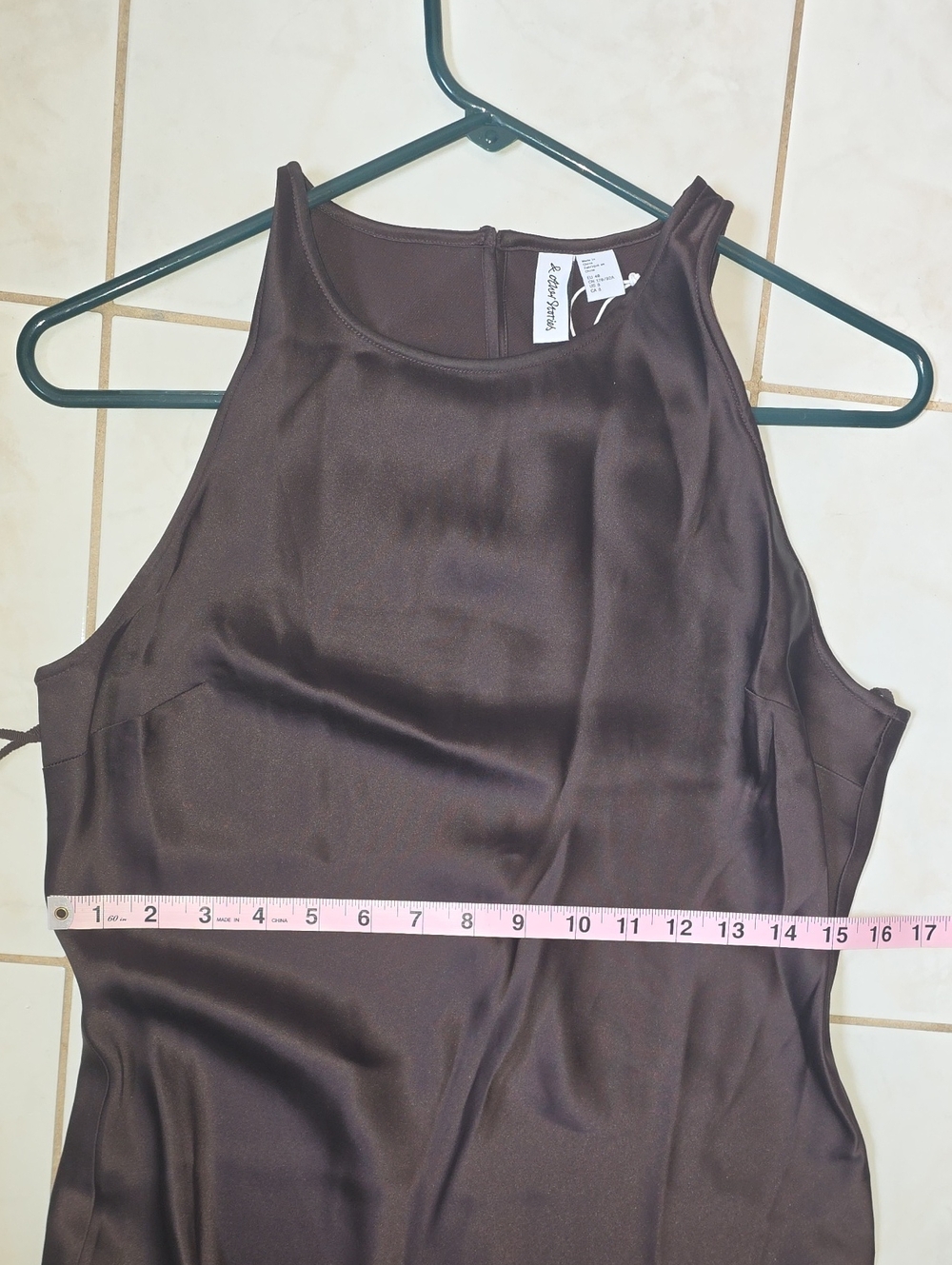 & Other Stories bias cut satin midid dress, bronze size eu40